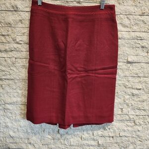 White House Black Market Red Wool Midi Flounce Skirt Size 10 Like New